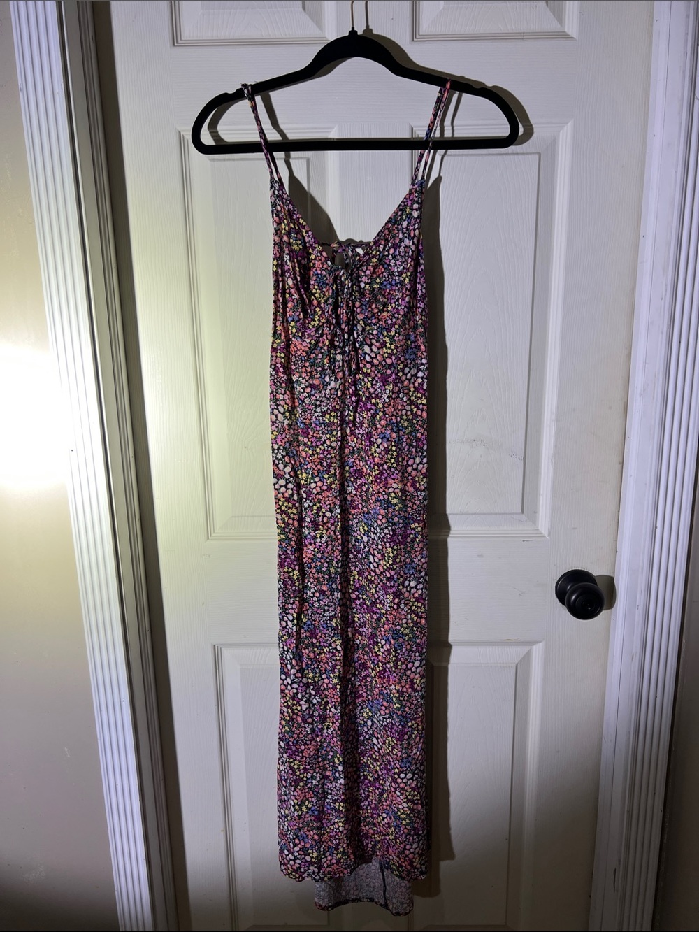 H&M Black Multi-Color Floral Maxi Dress with Spaghetti Straps